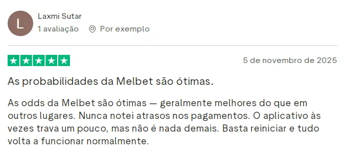 Avaliação positiva da Melbet no Brasil destacando saques rápidos, odds altas e pagamentos sem atrasos