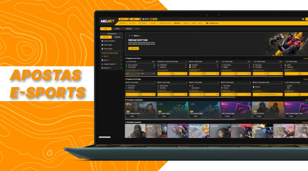 Apostas em Esports na MelBet Brasil com interface do site e mercados disponíveis