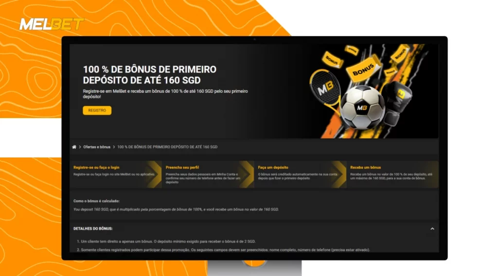 Bônus de primeiro depósito MelBet no Brasil com 100 por cento de bônus