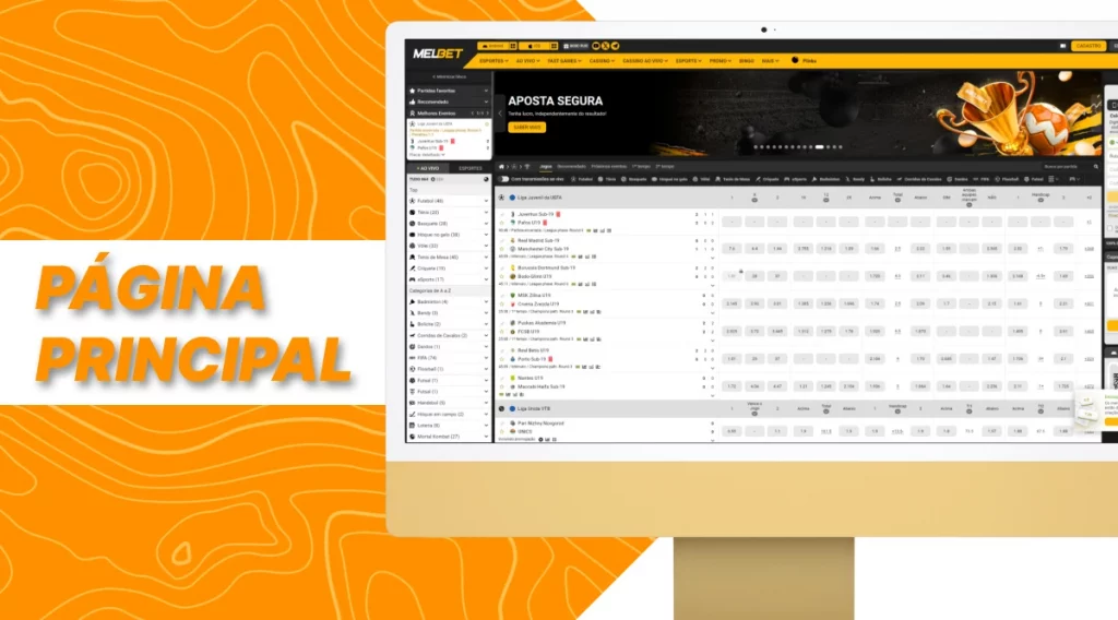 Página principal do site da casa de apostas MelBet no Brasil