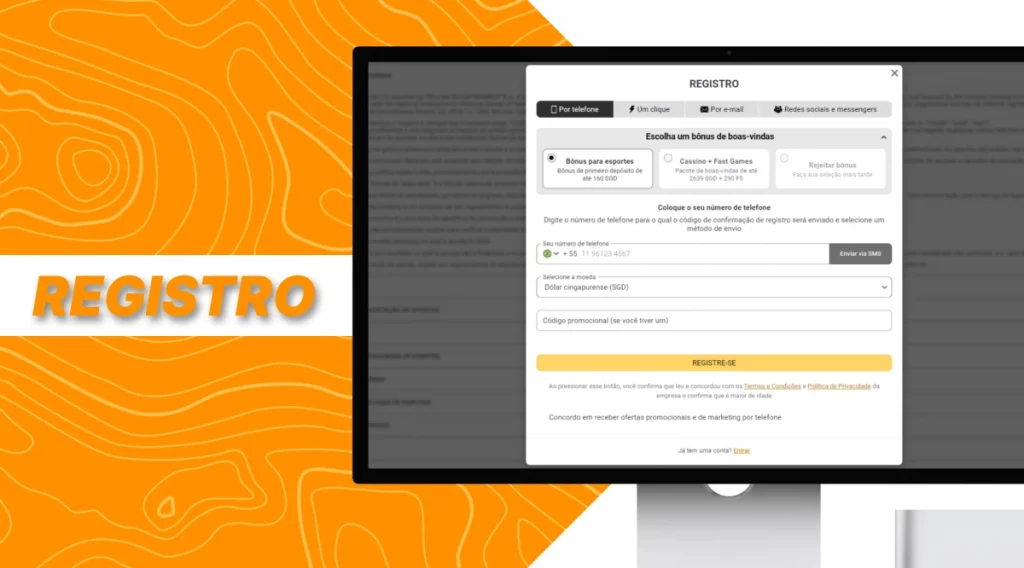 Formulário de inscrição da MelBet para novos jogadores do Brasil
