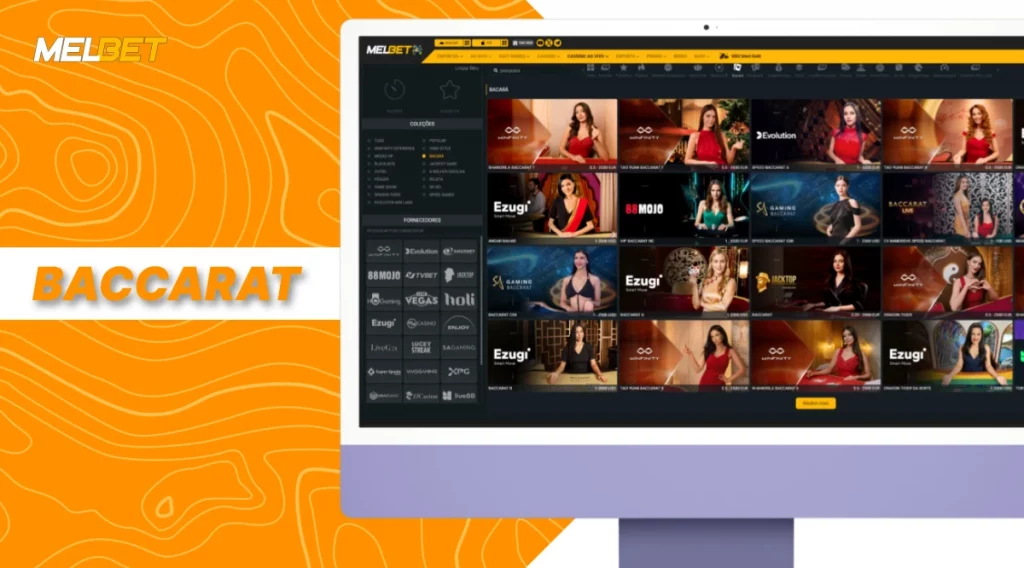 Baccarat ao vivo da MelBet com mesas e dealers profissionais