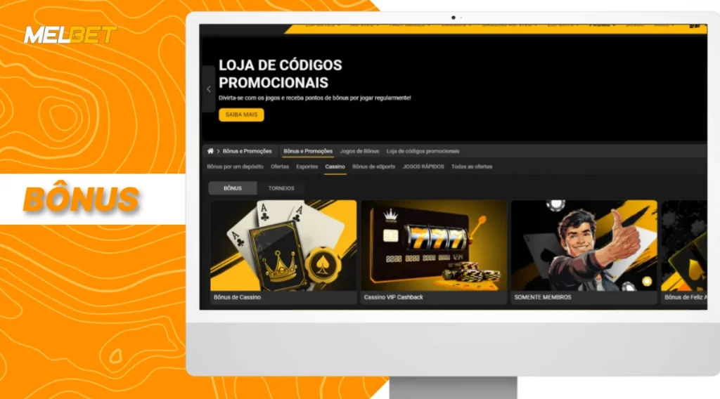 Bônus do live casino da MelBet com loja de códigos promocionais